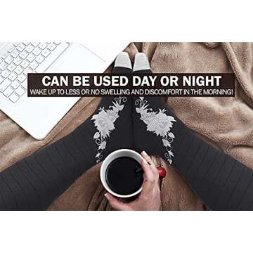 Physix Gear Compression Socks for Circulation & Athletic Use - Black/Grey Flower Design