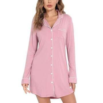 Leikar Maternity Nightgown For Women Postpartum Pajamas Dress Long Sleeve Sleepwear XXL