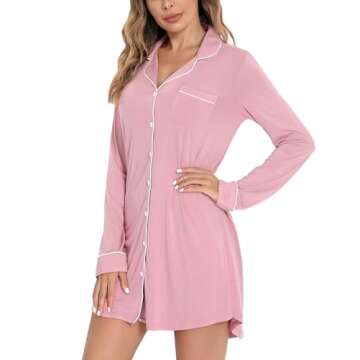 Leikar Maternity Nightgown For Women Postpartum Pajamas Dress Long Sleeve Sleepwear XXL