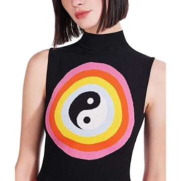 Awoscut Womens Casual Sleeveless Tie Dye Rib Knit Crop Tank Top Y2K T Shirt Crew Neck Summer Cami Ve...