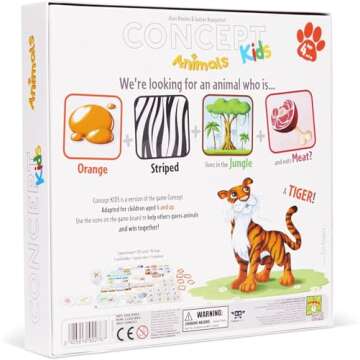 Concept Kids Animals - Cooperative Animal Guessing Game for Children! Fun Family Board Game for Kids & Adults, Ages 4+, 2-12 Players, 20 Minute Playtime, Made by Repos Production