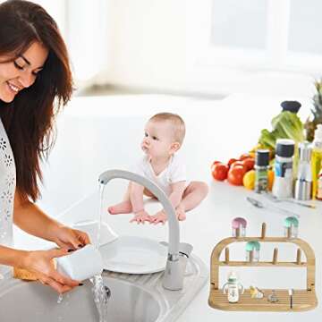 Tuehaeyi Baby Bottle Drying Rack - Portable Bamboo Organizer for Bottles & Accessories
