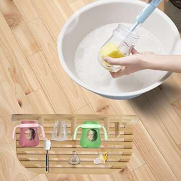Tuehaeyi Bamboo Baby Bottle Drying Rack - Space Saving & Portable
