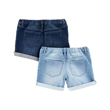 Simple Joys by Carter's Baby Girls' Denim Shorts - Pack of 2, Dark/Light Denim, 12 Months