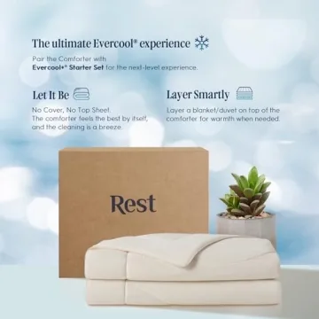 REST® Evercool® Cooling Comforter, Twin/Twin XL, Blanket for Hot Sleepers, All Season Bedding to Keep Cool for Night Sweats, Breathable Lightweight Blanket, 68"x90" Inches, Snow Ivory
