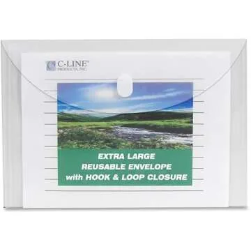 C-Line Reusable Biodegradable Poly Envelopes, Side Loading, Letter Size, Clear, 5 Envelopes per Pack (35107)