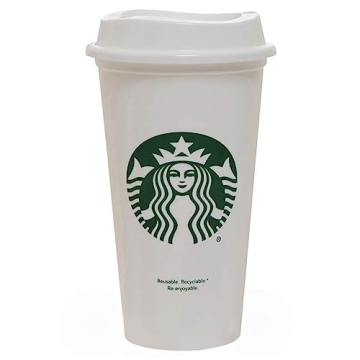 Starbucks White Reusable Plastic Coffee Travel Mug/Cup/Tumbler Grande Medium, 16oz 473ml