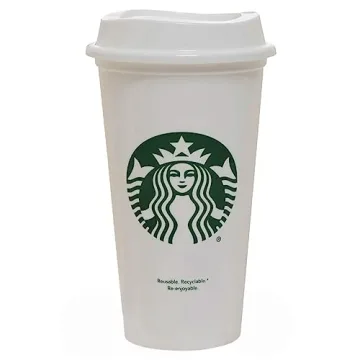 Starbucks White Reusable Plastic Coffee Travel Mug/Cup/Tumbler 16oz Grande Medium