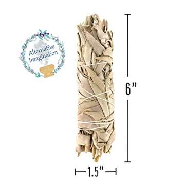 Alternative Imagination Premium California White Sage Smudge Sticks (6 Inch), 3 Pack, Packaged in USA