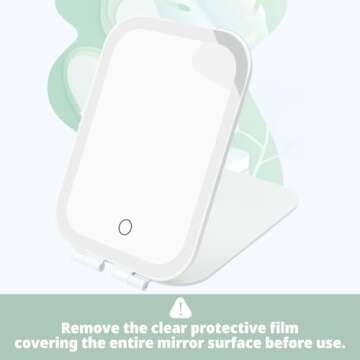 Puiuisoul Travel Makeup Mirror, Portable Mirror with Light, 3 Adjustable Light Settings USB-Recharge...