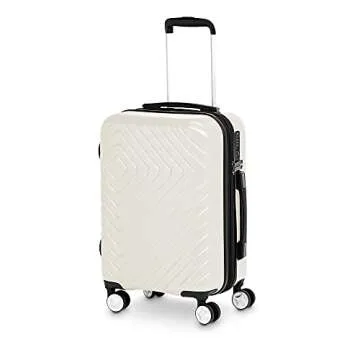 Amazon Basics 2 Piece Geometric Hard Shell Expandable Luggage Spinner Suitcase Set - Cream