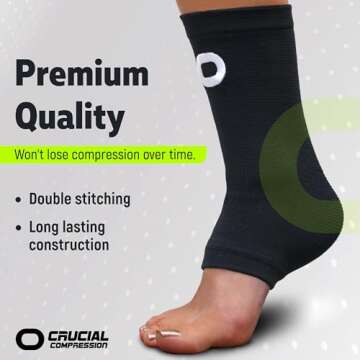 Ankle Brace Compression Sleeve for Men & Women (1 Pair) - Best Ankle Support Foot Braces for Pain Relief, Injury Recovery, Swelling, Sprain, Achilles Tendon Support, Plantar Fasciitis Socks