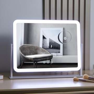 HIEEY Lighted Vanity Mirror with 3 Color Modes and Magnification