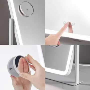 HIEEY Lighted Vanity Mirror with 3 Color Modes and Magnification