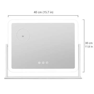 HIEEY Lighted Vanity Mirror with 3 Color Modes and Magnification