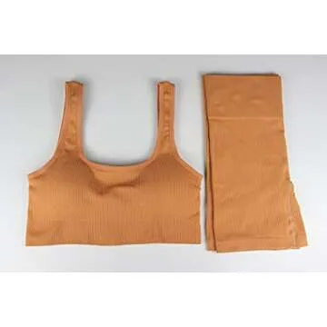 QCHENG Women's Workout Sets 2 Piece Ribbed Seamless Sports Bra and Leggings Set Gym Clothes Yoga Outfits