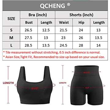 QCHENG Women's Workout Sets 2 Piece Ribbed Seamless Sports Bra and Leggings Set Gym Clothes Yoga Outfits