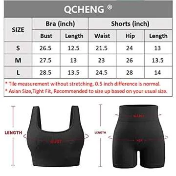 QCHENG Women's Workout Sets 2 Piece Ribbed Seamless Sports Bra and Leggings Set Gym Clothes Yoga Outfits