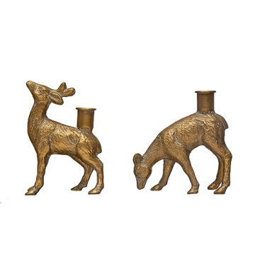 Elegant Creative Co-Op Cast Iron Deer Candle Holders