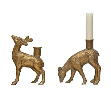 Elegant Creative Co-Op Cast Iron Deer Candle Holders