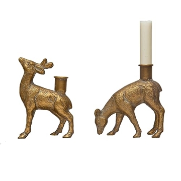 Elegant Creative Co-Op Cast Iron Deer Candle Holders
