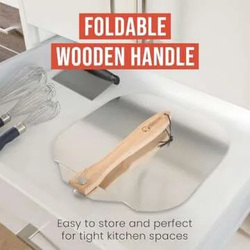 Chef Pomodoro Aluminum Metal Pizza Peel with Foldable Wood Handle for Easy Storage, Pizza Spatula, Gourmet Luxury Pizza Paddle for Baking Homemade Pizza Bread (12 inch)