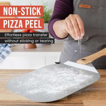 Chef Pomodoro Aluminum Metal Pizza Peel with Foldable Wood Handle for Easy Storage, Pizza Spatula, Gourmet Luxury Pizza Paddle for Baking Homemade Pizza Bread (12 inch)