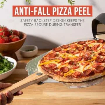 Chef Pomodoro Aluminum Metal Pizza Peel with Foldable Wood Handle for Easy Storage, Pizza Spatula, Gourmet Luxury Pizza Paddle for Baking Homemade Pizza Bread (12 inch)