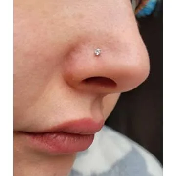 MODRSA Nose Rings 20g Nose Rings Studs L Shape Nose Piercings Stainless Steel Nose Rings Hoops Diamond Heart Hypoallergenic Nostril Nose Piercing Jewelry for Women Men Silver Rose Gold Black Rainbow