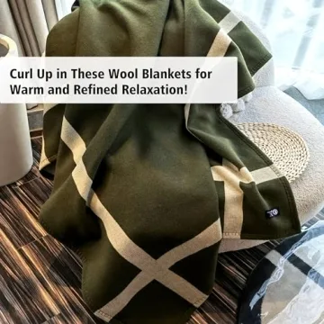 Wool Blanket & Throws 90% Wool Warm Blanket Soft Couch Blankets 75"x55" Twin Throw Blankets for Living Room, Camping, Outdoors, or Car Travel with Exquisite Box for Gift (OliveGreen)