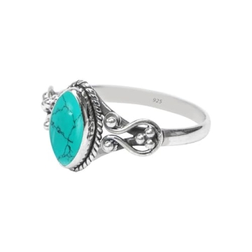 Turquoise Stone Ring in 925 Sterling Silver - Handmade