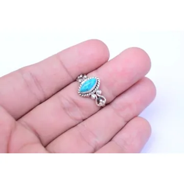 Turquoise Stone Ring in 925 Sterling Silver - Handmade