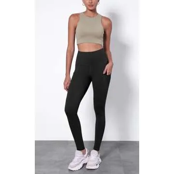 ODODOS Warm Fleece Lined Yoga Pants with Pockets