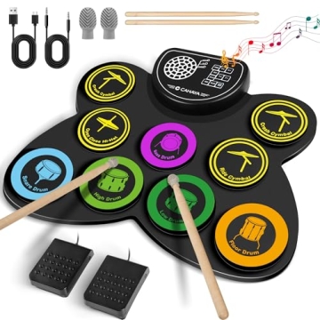 CAHAYA Electronic Drum Pad Set - Foldable 9-Pad Practice Kit
