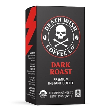 Death Wish Instant Coffee Packets, Bold & Organic 8 Count