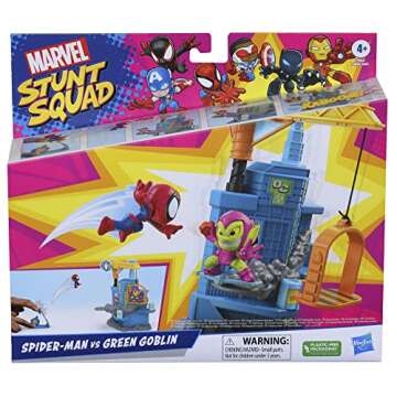 Marvel Stunt Squad Crane Smash Playset, Spider-Man vs. Green Goblin, 1.5-Inch Super Hero Action Figu...