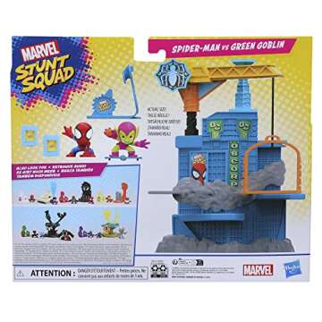 Marvel Stunt Squad Crane Smash Playset, Spider-Man vs. Green Goblin, 1.5-Inch Super Hero Action Figures, Marvel Toys for Kids Ages 4 and Up