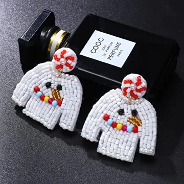 Christmas Earrings for Women Beaded Holiday Reindeer Snowman Sweater Earrings Handmade Red Truck Christmas Tree Drop Dangle Earrings Statement Earring Festive Jewelry Gifts