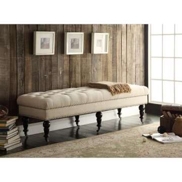 Stylish Linon Isabelle Bed Bench in Dark Espresso Finish