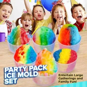 Koaii 6 Pack Hawaiian Shaved Ice Mold Party Set with Lids, Up Your Game For Much More Snow Cone Treats, BPA-Free Cups Two Bonus Lids, Easy Stackable Freezing, Compatible with S900A, S777 & Others