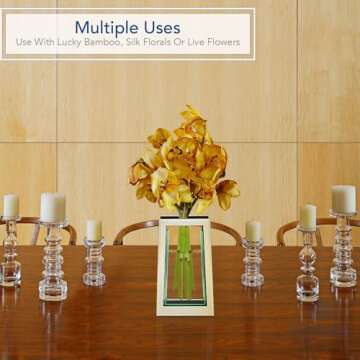 Royal Imports Flower Mirror Glass Vase - 13.5" Tall Tapered - Decorative Modern Floral Centerpiece A...