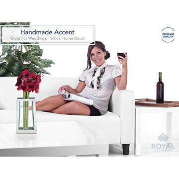 Royal Imports Flower Mirror Glass Vase - 13.5" Tall Tapered - Decorative Modern Floral Centerpiece Accent for Home Decor Living Room Bathroom, Kitchen, Fireplace, Shelf, Table, Entryway, Wedding