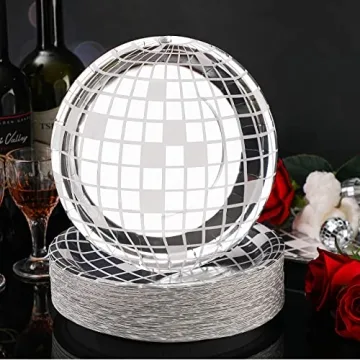 Funtery 50 Pcs Disco Plates for 70s Party Eco-Friendly Decor