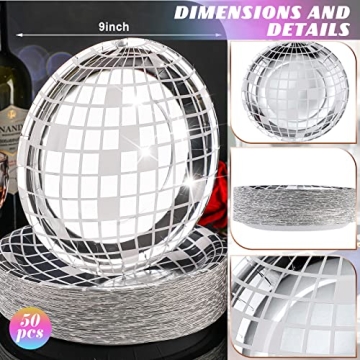 Funtery 50 Pcs Disco Plates for 70s Party Eco-Friendly Decor