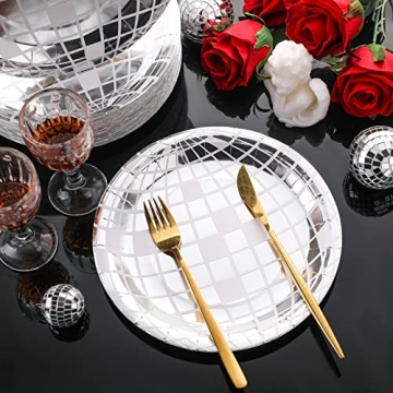 Funtery 50 Pcs Disco Plates for 70s Party Eco-Friendly Decor