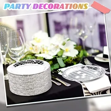 Funtery 50 Pcs Disco Plates for 70s Party Eco-Friendly Decor