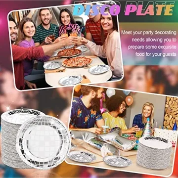 Funtery 50 Pcs Disco Plates for 70s Party Eco-Friendly Decor