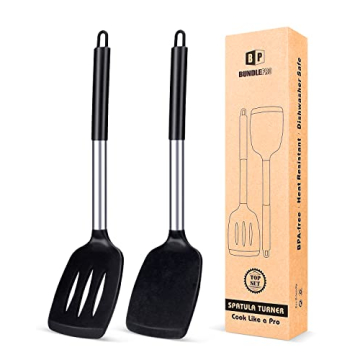 Silicone Turner Spatulas Set - 2 Pack Non-Stick Cooking