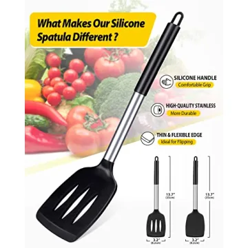 Silicone Turner Spatulas Set - 2 Pack Non-Stick Cooking