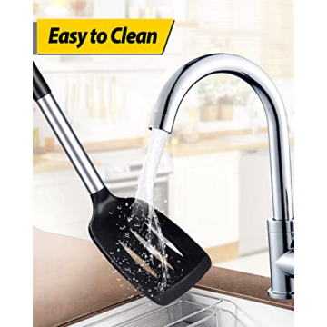 Silicone Turner Spatulas Set - 2 Pack Non-Stick Cooking